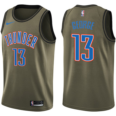 Nike Thunder #13 Paul George Green Salute to Service Youth NBA Swingman Jersey Nike Thunder #13 Paul George Green Salute to Service Youth NBA Swingman Jersey
