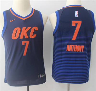 Nike Thunder #7 Carmelo Anthony Navy Blue Youth NBA Swingman Statement Edition Jersey