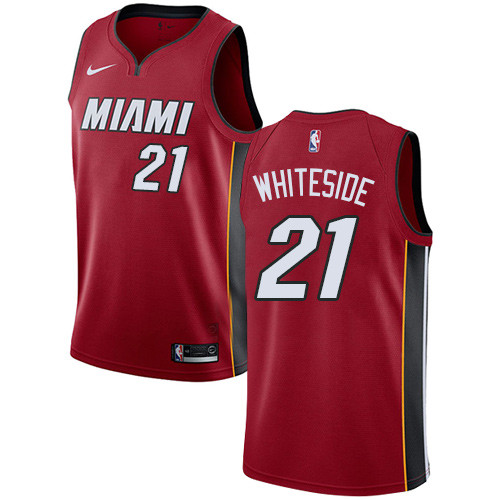 Heat #21 Hassan Whiteside Red Youth Basketball Swingman Statement Edition Jersey