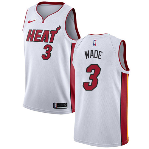 Heat #3 Dwyane Wade White Youth Basketball Swingman Association Edition Jersey