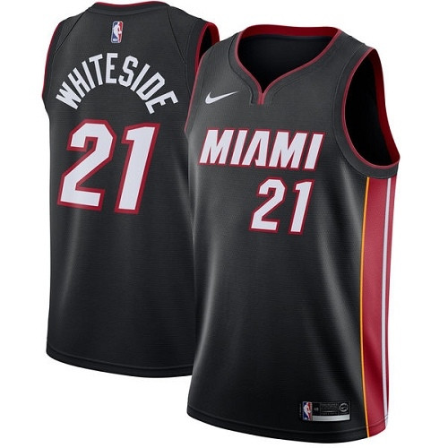 Heat #21 Hassan Whiteside Black Youth Basketball Swingman Icon Edition Jersey