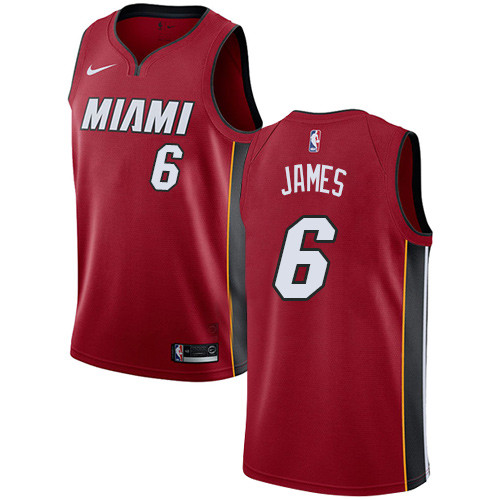 Heat #6 LeBron James Red Youth Basketball Swingman Statement Edition Jersey