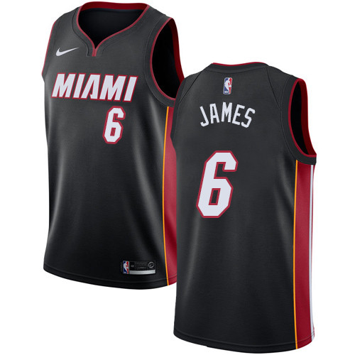 Heat #6 LeBron James Black Youth Basketball Swingman Icon Edition Jersey