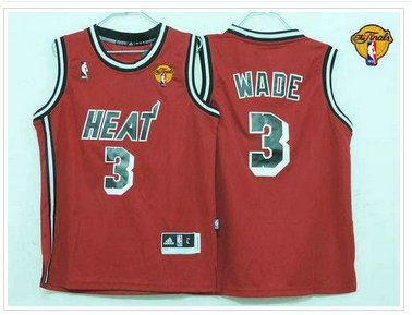 Youth NBA Miami Heat #3 Dwyane Wade Red Hardwood Classics Nights Finals Patch Jersey