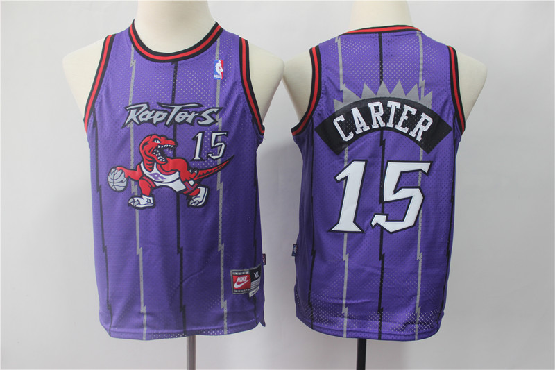Raptors 15 Vince Carter Purple Youth Swingman Jersey
