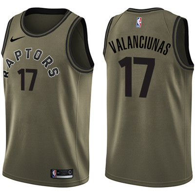 Nike Raptors #17 Jonas Valanciunas Green Salute to Service Youth NBA Swingman Jersey