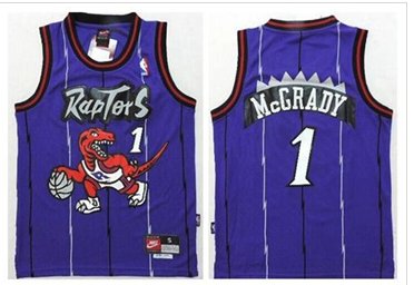 Youth NBA Raptors #1 Tracy Mcgrady Purple Throwback Jersey