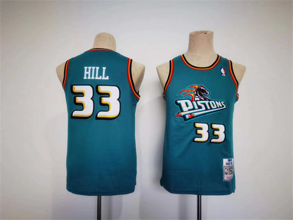 Youth Detroit Pistons #33 Grant Hill Teal Throwback Stitched Basketball Jersey Youth Detroit Pistons #33 Grant Hill Teal Throwback Stitched Basketball Jersey