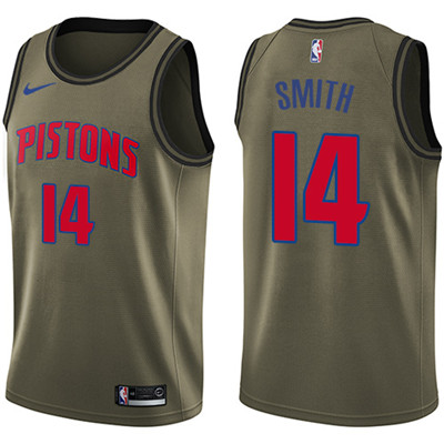 Nike Pistons #14 Ish Smith Green Salute to Service Youth NBA Swingman Jersey