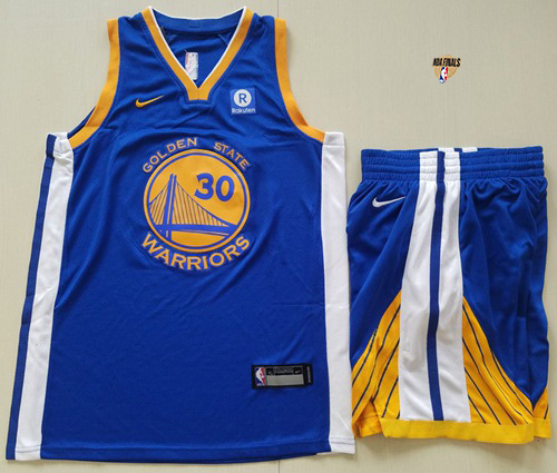 Youth Nike Warriors #30 Stephen Curry Blue A Set The Finals Patch Youth NBA Swingman Icon Edition Jersey