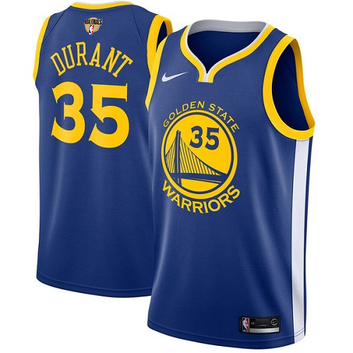 Youth Nike Warriors #35 Kevin Durant Blue The Finals Patch Youth NBA Swingman Icon Edition Jersey
