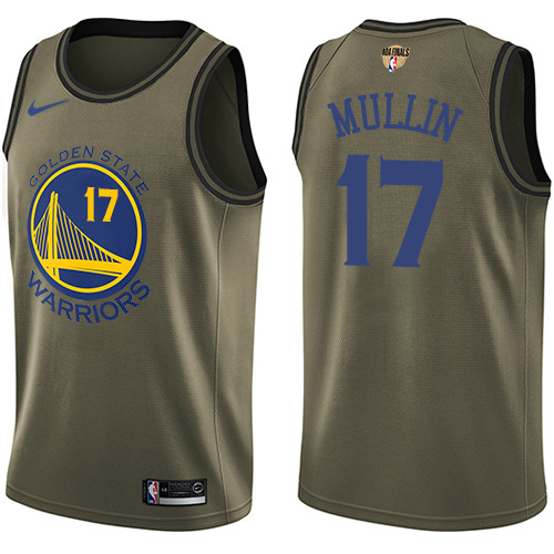 Youth Nike Warriors #17 Chris Mullin Green Salute to Service The Finals Patch Youth NBA Swingman Jersey