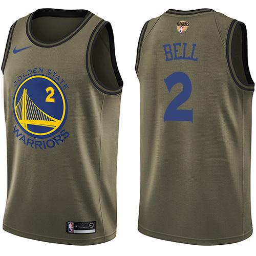 Youth Nike Warriors #2 Jordan Bell Green Salute to Service The Finals Patch Youth NBA Swingman Jersey