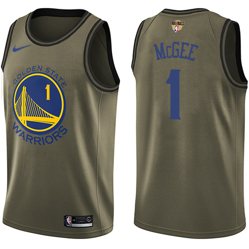 Nike Warriors #1 JaVale McGee Green Salute to Service The Finals Patch Youth NBA Swingman Jersey