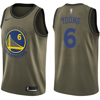 Nike Warriors #6 Nick Young Green Salute to Service Youth NBA Swingman Jersey