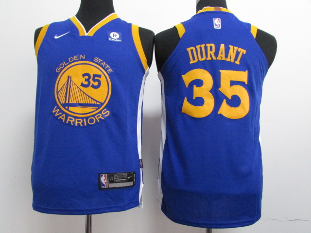 Nike Warriors #35 Kevin Durant Blue Stitched NBA Youth Jersey