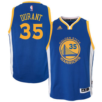 Youth Golden State Warriors Kevin Durant adidas Royal Road Swingman climacool Jersey