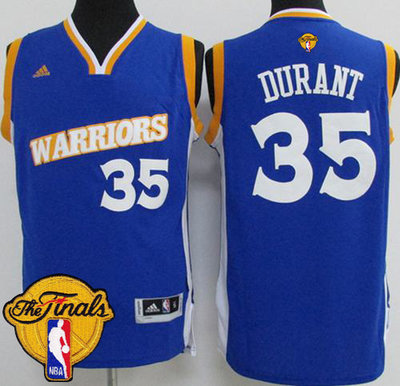 Warriors #35 Kevin Durant Blue New The Finals Patch Stitched Youth NBA Jersey