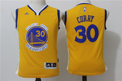 Warriors 30 Stephen Curry Gold Youth Swingman Jersey