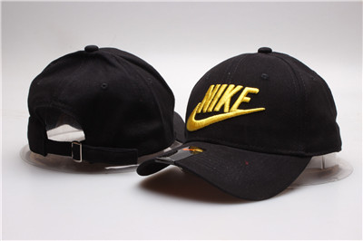 Nike Gold Logo Black Peaked Adjustable Hat Y8