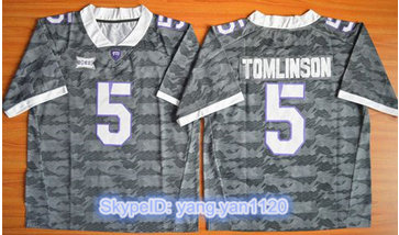 TCU Horned Frogs #5 LaDainian Tomlinson Grey Stitched NCAA Jersey