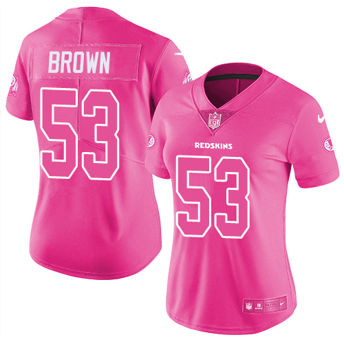 Nike Redskins #53 Zach Brown Pink Women's Stitched NFL Limited Rush Fashion Jersey