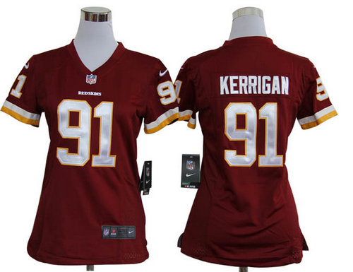 Women Nike Washington Red Skins 91 Kerrigan Authentic Game Jerseys