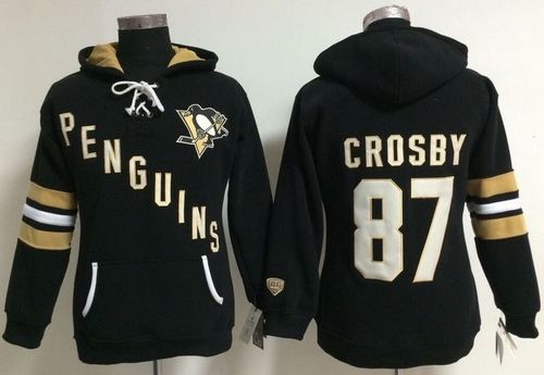 Pittsburgh Penguins #87 Sidney Crosby Black Women's Old Time Heidi NHL Hoodie Pittsburgh Penguins #87 Sidney Crosby Black Women's Old Time Heidi NHL Hoodie