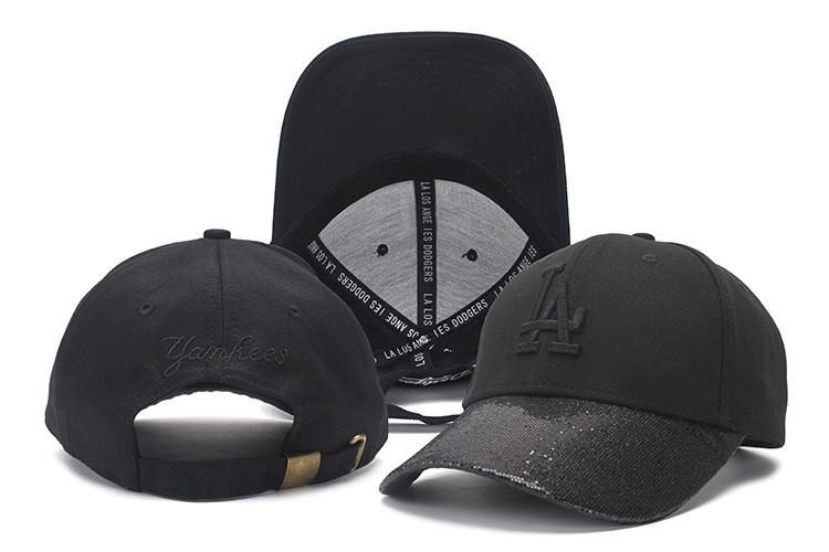 MLB Los Angeles Dodgers Team Logo Black Peaked Adjustable Hat 4