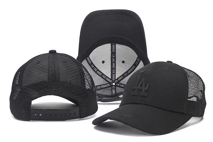 MLB Los Angeles Dodgers Team Logo Black Peaked Adjustable Hat 3