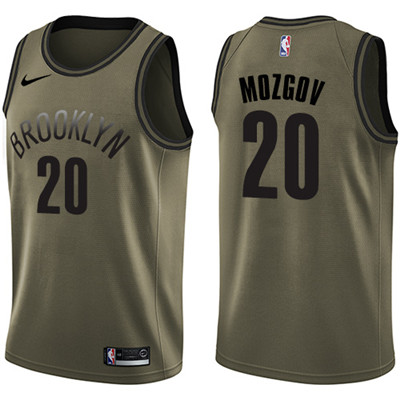 Nike Nets #20 Timofey Mozgov Green Salute to Service Youth NBA Swingman Jersey
