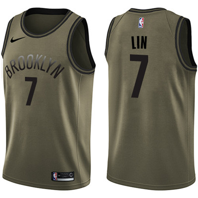 Nike Nets #7 Jeremy Lin Green Salute to Service Youth NBA Swingman Jersey