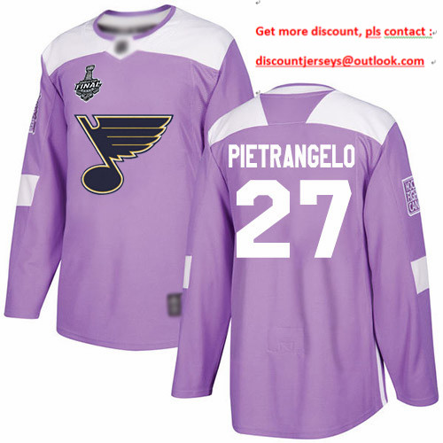 Blues #27 Alex Pietrangelo Purple Authentic Fights Cancer Stanley Cup Final Bound Stitched Youth Hockey Jersey