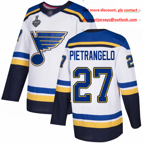 Blues #27 Alex Pietrangelo White Road Authentic Stanley Cup Final Bound Stitched Youth Hockey Jersey