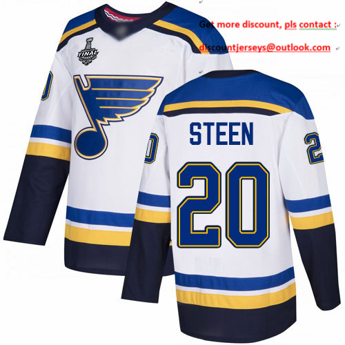 Blues #20 Alexander Steen White Road Authentic Stanley Cup Final Bound Stitched Youth Hockey Jersey
