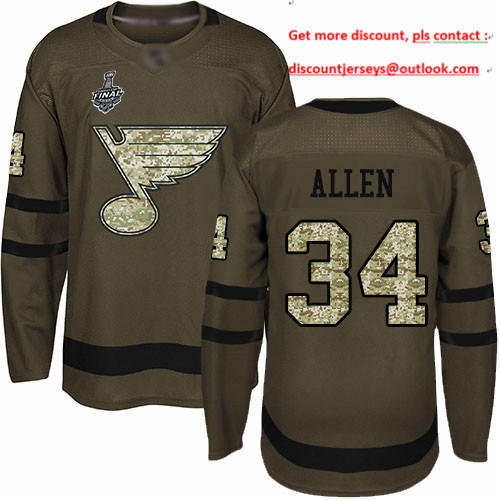 Blues #34 Jake Allen Green Salute to Service Stanley Cup Final Bound Stitched Youth Hockey Jersey Blues #34 Jake Allen Green Salute to Service Stanley Cup Final Bound Stitched Youth Hockey Jersey