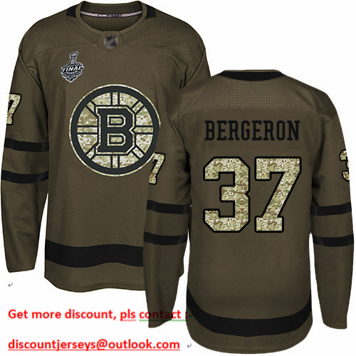 Bruins #37 Patrice Bergeron Green Salute to Service Stanley Cup Final Bound Youth Stitched Hockey Jersey
