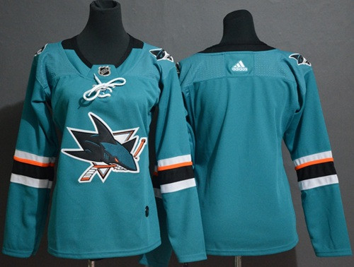 Sharks Blank Teal Home Authentic Women's Stitched Hockey Jersey