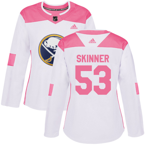 Adidas Sabres #53 Jeff Skinner White Pink Authentic Fashion Women's Stitched NHL Jersey