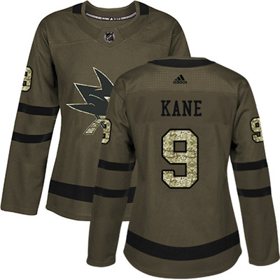 Youth Adidas Sharks #9 Evander Kane Green Salute to Service Women's Stitched NHL Jersey