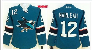 Women's Sharks #12 Patrick Marleau Teal Home Stitched NHL Jersey