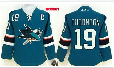 Women's Sharks #19 Joe Thornton Teal Home Stitched NHL Jersey