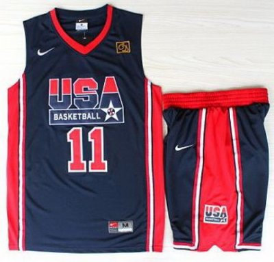 USA Basketball 1992 Olympic Dream Team Blue Jerseys & Shorts 11# Karl Malone