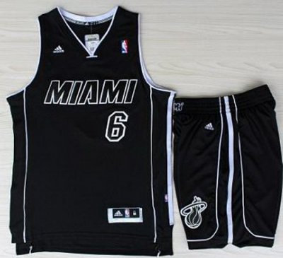 Miami Heat 6 LeBron James Black With White Shadow Revolution 30 Jerseys Shorts NBA