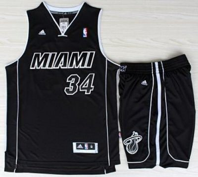 Miami Heat 34 Ray Allen Black With White Shadow Revolution 30 Jerseys Shorts NBA