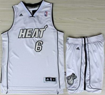 Miami Heat 6 LeBron James White Silver Number Revolution 30 Jerseys Shorts NBA