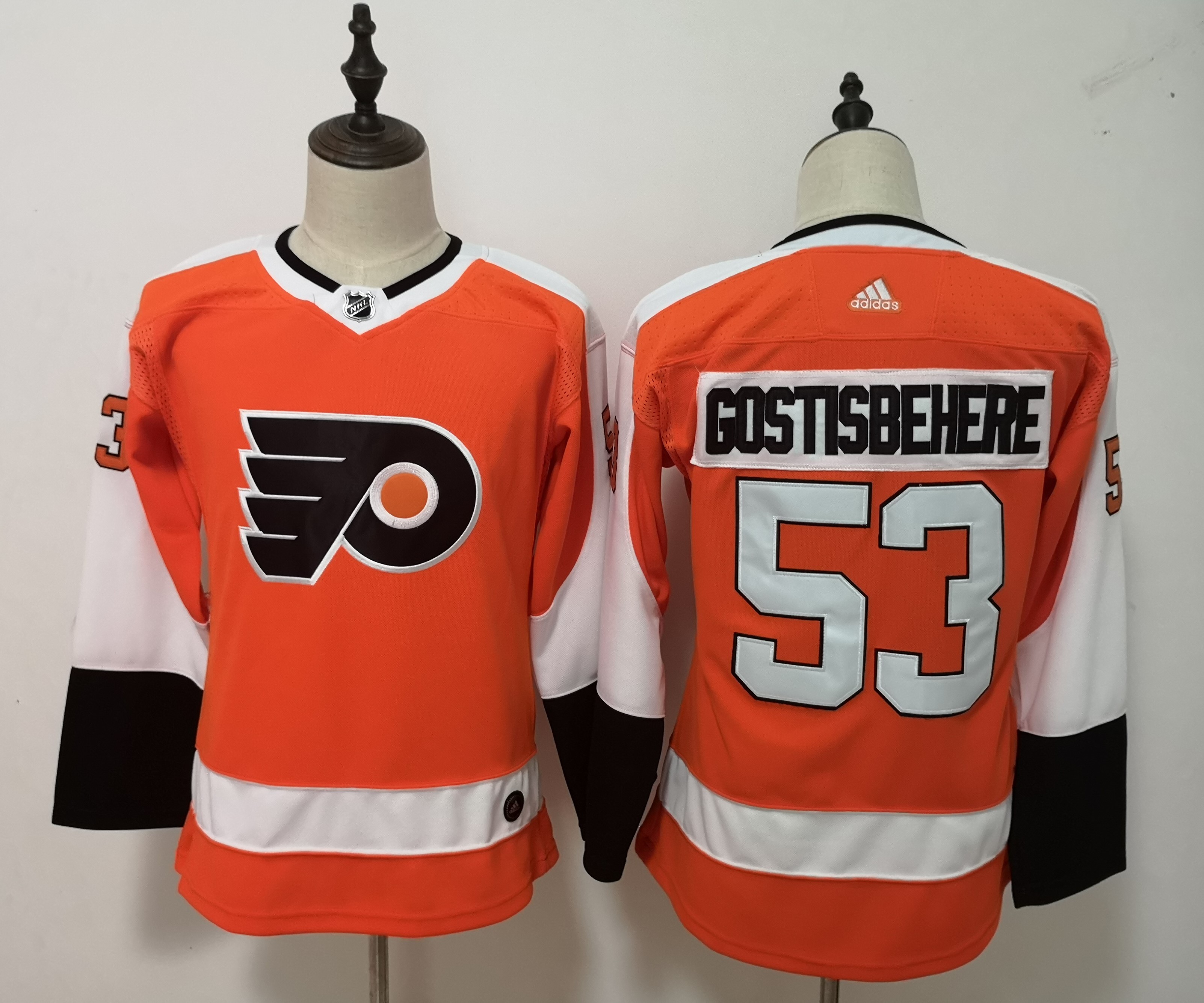 Women Adidas Flyers #53 Shayne Gostisbehere Orange Home Authentic Drift Fashion Stitched NHL Jersey