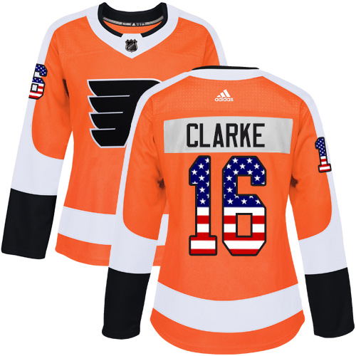 Adidas Flyers #16 Bobby Clarke Orange Home Authentic USA Flag Women's Stitched NHL Jersey Adidas Flyers #16 Bobby Clarke Orange Home Authentic USA Flag Women's Stitched NHL Jersey