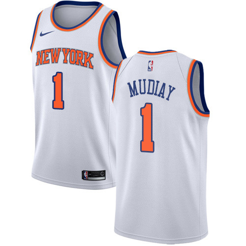 Knicks #1 Emmanuel Mudiay White Youth Basketball Swingman Association Edition Jersey