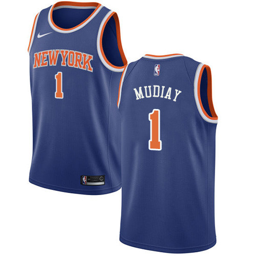 Knicks #1 Emmanuel Mudiay Blue Youth Basketball Swingman Icon Edition Jersey
